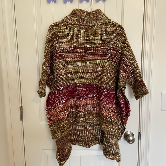 EUC Vintage Simply Couture women’s green red knit turtleneck tunic sweater large - Picture 1 of 8
